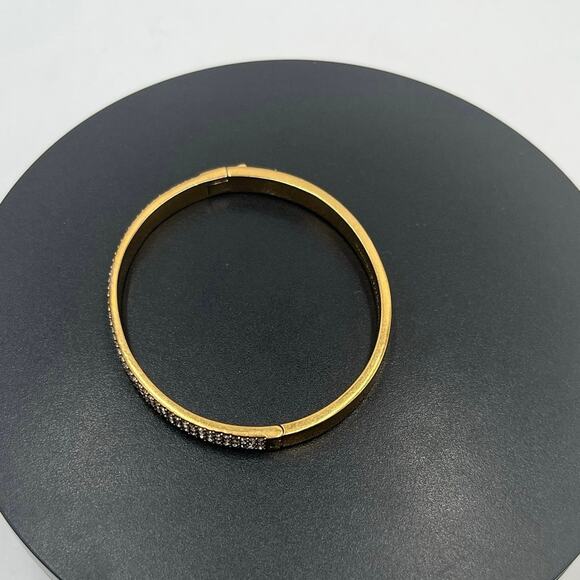 Kate Spade NY Heavy Metals Row Pave Hinged Bangle Bracelet in clear/rose gold - Picture 3 of 10